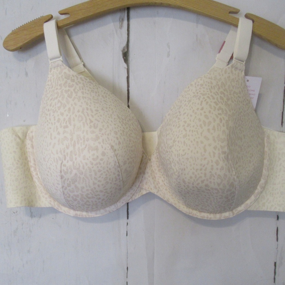 New Cacique Bra 46C Cream Lightly Lined Full Coverage Smooth Underwire Plus Size